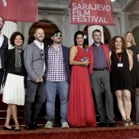 Cast and crew of the film THE LAMB, Red Carpet Ceremony, National Theatre, Sarajevo Film Festival, 2014 (C) Obala Art Centar