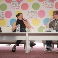 Anna Muylaert in Conversation With Michael Rosser - News Editor for Screen International and ScreenDaily.com, Coffee With... Programme, Festival Square, 21. Sarajevo Film Festival, 2015 (C) Obala Art Centar