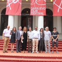 Cast and crew of the film TO THE HILT, Red Carpet, National Theatre, Sarajevo Film Festival, 2015 (C) Obala Art Centar