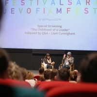 Q&A with Liam Cunningham, THE CHILDHOOD OF A LEADER, moderated by Cat Willers, Katrin Cartlidge Foundation, Talents Sarajevo, Meeting Point Cinema, 22. Sarajevo Film Festival, 2016 (C) Obala Art Centar