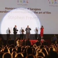 Stephen Frears, recipient of the Honorary Heart of Sarajevo, Open Air Programme, Open Air Cinema, National Theatre, 22. Sarajevo Film Festival, 2016 (C) Obala Art Centar