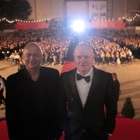 Mirsad Purivatra (Sarajevo Film Festival director) and actor Dave Johns, I, DANIEL BLAKE, Open Air Programme, Open Air Cinema, 22. Sarajevo Film Festival, 2016 (C) Obala Art Centar