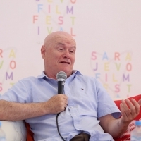 Coffee with... Dave Johns, I, DANIEL BLAKE, moderated by Andy Peterson, Open Air Programme, Festival Square, 22. Sarajevo Film Festival, 2016 (C) Obala Art Centar