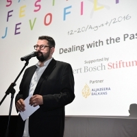 Robert Tomić Zuber, host at the opening of DEALING WITH THE PAST programme, Multiplex Cinema City, 22. Sarajevo Film Festival, 2016 (C) Obala Art Centar
