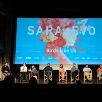 Cast and crew of the film BIRDS LIKE US, Competition Programme, Out of Competition - Feature Film, National Theatre, 23. Sarajevo Film Festival, 2017 (C) Obala Art Centar