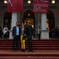 Igor Drljača, Milica Tomović and  Florian Weghorn, Members of Jury of the Competition Programme – Short Film, Red Carpet, National Theatre, 23. Sarajevo Film Festival, 2017 (C) Obala Art Centar