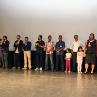 Crew of the film An Episode in the Life of an Iron Picker, Opening Ceremony, National Theatre, 2013, © Obala Art Centar