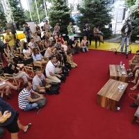 Coffee with ... Programme, Actor Emile Hirsch and Director David Gordon Green, Festival Square, 2013, © Obala Art Centar