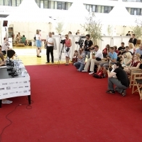 Crew of the film WHEN EVENING FALLS ON BUCHAREST OR METABOLISM , Press Conference, Festival Square, 2013, © Obala Art Centar