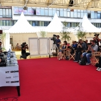 Crew of the film IN BLOOM, Press Conference, Festival Square, 2013, © Obala Art Centar