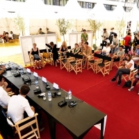 Crew of the film WOLF, Press Conference, Festival Square, 2013, © Obala Art Centar