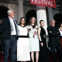 Christoph Terhechte, Chris Dercon, Daniela Michel, Melissa Leo, Orsi Tóth, Béla Tarr and Rasha Salti - Members of the jury for Competition Programme - Feature film at Red Carpet, National Theatre, Sarajevo Film Festival, 2014 (C) Obala Art Centar