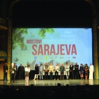 Cast and crew of the film BRIDGES OF SARAJEVO, Opening Ceremony, National Theatre, Sarajevo Film Festival, 2014 (C) Obala Art Centar