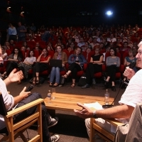 Michael Winterbottom, Public interview, Presenting of the film WELCOME TO SARAJEVO, Meeting Point Cinema, Sarajevo Film Festival, 2014 (C) Obala Art Centar