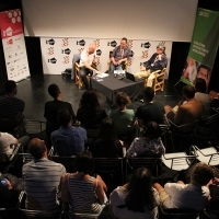 DEVELOPING STORIES FOR THE GOLDEN AGE OF EUROPEAN TV DRAMA, Open discussion with Anhony Root and Steve Matthews, moderated by Matthijs Wouter Knol, ASU Open stage, Talents Sarajevo, 21. Sarajevo Film Festival, 2015 (C) Obala Art Centar