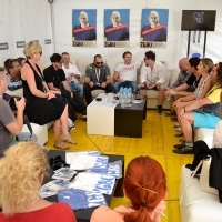 Cast and crew of the film ZG'80, Press conference, Avant Premiere, Festival Square, 22nd Sarajevo Film Festival, 2016 (C) Obala Art Centar