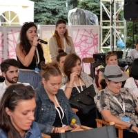 Q&A Session with Ivan Ramljak, director of ISLANDS OF FORGOTTEN CINEMAS, Competition Programme - Documentary Film, Docu Corner, Festival Square, 22. Sarajevo Film Festival, 2016 (C) Obala Art Centar