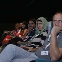 Director Mohamed Ben Attia (HEDI), director Amna Al Binali (THE NOTEBOOK) and Khalil Benkirane, the Doha Film Institute's manager for film grants for the Arab world, SFF Partner Presents: Doha Film Institute Opening, Multiplex Cinema City, 22. Sarajevo Film Festival, 2016 (C) Obala Art Centar