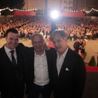 Tom Bennett, Mirsad Purivatra and Whit Stillman, LOVE & FRIENDSHIP, Open Air, Open Air Cinema, 22nd Sarajevo Film Festival, 2016 (C) Obala Art Centar