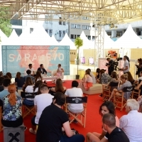 Coffee with... actors Simon al-Bazoon and Sherwan Haji, THE OTHER SIDE OF HOPE, Open Air Programme, Festival Square, 23. Sarajevo Film Festival, 2017 (C) Obala Art Centar