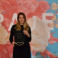 Antoneta Alamat Kusijanović, INTO THE BLUE, HEART OF SARAJEVO FOR BEST SHORT FILM, Competition Programme - Shorts, Photo Call, Sarajevo Film Festival Awards Ceremony, Festival Square, 23. Sarajevo Film Festival, 2017 (C) Obala Art Centar 