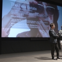 Programmer of Kinoscope Alessandro Raja with director of The Real Estate Axel Petersén, Q&A session, Meeting Point, 24th Sarajevo Film Festival, 2018 (C) Obala Art Centar