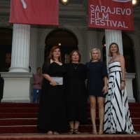 Crew of Lemonade and programmer of Competition Programme - Feature Film Elma Tataragić, Red Carpet, 24th Sarajevo Film Festival, 2018 (C) Obala Art Centar