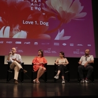 Director Florin Șerban, producer Oana Iancu, actress Cosmina Stratan and actor Valeriu Andriuta, Competition Programme Press Conference: Love 1. Dog, National Theatre, 24th Sarajevo Film Festival, 2018 (C) Obala Art Centar