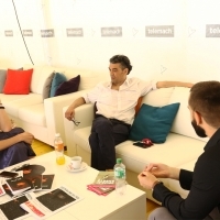 Elma Tataragić, Bobo Jelčić, Nebojša Jovanović, High Noon, Telemach Lounge, Festival Square, 24th Sarajevo Film Festival, 2018 (C) Obala Art Centar