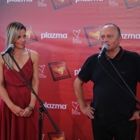 Director of marketing at Bambi Milica Šetka and director of Sarajevo Film Festival Mirsad Purivatra, Plazma Coctail Reception, Festival Square, 24th Sarajevo Film Festival, 2018 (C) Obala Art Centar