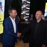 CEO & chairman of the management board at Raiffeisenbank BiH Karlheinz Dobnigg and director of Sarajevo Film Festival Mirsad Purivatra, Raiffeisen Coctail Reception, Hotel Bosnia - Garden Umbrella, 24th Sarajevo Film Festival, 2018 (C) Obala Art Centar