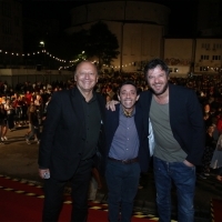 Mirsad Purivatra with actors Marcello Fonte and Edoardo Pesce, Dogman, Raiffeisen Open Air Cinema, 24th Sarajevo Film Festival, 2018 (C) Obala Art Centar