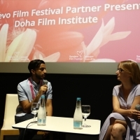 Khalifa Al-Marri and moderator Bianca Lucas, Sarajevo Film Festival Partner Presents: Doha Film Institute, Cinema City, 24th Sarajevo Film Festival, 2018 (C) Obala Art Centar