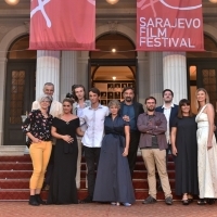 Crew of The Load with Elma Tataragić, programmer of the Competition Programme - Feature Film, Red Carpet, 24th Sarajevo Film Festival, 2018 (C) Obala Art Centar