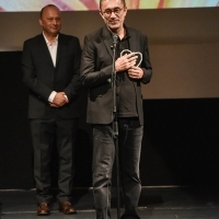 Mirsad Purivatra and Nuri Bilge Ceylan, Recipient of Honorary Heart of Sarajevo, Opening Ceremony, National Theatre, 24th Sarajevo Film Festival, 2018 (C) Obala Art Centar