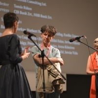 Director Milorad Krstić and scriptwriter Radmila Roczkov, Q&A after the screening of Ruben Brandt, Collector, In Focus, National Theatre, 24th Sarajevo Film Festival, 2018 (C) Obala Art Centar