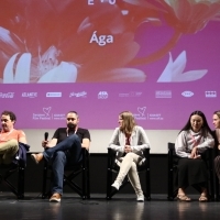 Director Milko Lazarov, writer Simeon Ventsislavov, editor and producer Veselka Kiryakova and actress Galina Tikhonova, Competition Programme Press Conference: Ága, National Theatre, 24th Sarajevo Film Festival, 2018 (C) Obala Art Centar