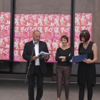 Mirsad Purivatra, Beatrice Kruger and Timka Grin, ICDN International Casting Director Award Ceremony, Hotel Europe - Industry terrace, 24th Sarajevo Film Festival, 2018 (C) Obala Art Centar 