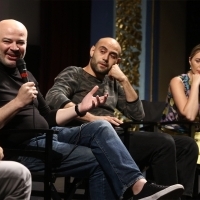 Producer Lasha Khalvashi, actor George Bochorishvili and actress Ia Sukhitashvili, Competition Programme Press Conference: Horizon, National Theatre, 24th Sarajevo Film Festival, 2018 (C) Obala Art Centar