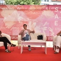 Docu Corner: Live Forum with Nebojša Slijepčević, director of Srbenka, Festival Square, 24th Sarajevo Film Festival, 2018 (C) Obala Art Centar