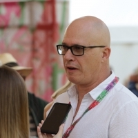 Aleksandar Hemon, writer and moderator of Competition Programme - Feature Film press conferences, Welcome Drink, Festival Square, 25th Sarajevo Film Festival, 2019 (C) Obala Art Centar