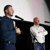 Mayor of the Municipality of Novi Grad Sarajevo Semir Efendić and director of Sarajevo Film Festival Mirsad Purivatra, Screening of The Son, Open Air Cinema at Safet Zajko Center, 25th Sarajevo Film Festival, 2019 (C) Obala Art Centar