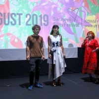 Directors Ljubomir Stefanov and Tamara Kotevska with Competition Programme - Documentary Film programmer Rada Šešić, Honeyland, Cinema City, 25th Sarajevo Film Festival, 2019 (C) Obala Art Centar