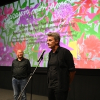 Director of Sarajevo Film Festival Mirsad Purivatra and Pawel Pawlikowski, Tribute to Pawel Pawlikowski & Dealing with the Past Programme Opening, Meeting Point Cinema, 25th Sarajevo Film Festival, 2019 (C) Obala Art Centar