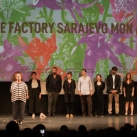 Actor Ermin Bravo, producer Dominique Welinski and directors of SEE FACTORY Sarajevo mon amour, Competition Programme - Short Film - Out of Competition, Red Carpet, 25th Sarajevo Film Festival, 2019 (C) Obala Art Centar