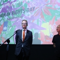 Ambassador of the Kingdom of the Netherlands to Bosnia and Herzegovina Reinout Vos and director of Sarajevo Film Festival Mirsad Purivatra, Human Rights Day Programme Opening, Meeting Point Cinema, 25th Sarajevo Film Festival, 2019 (C) Obala Art Centar