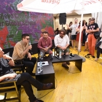 Mirsad Purivatra, Jovan Marjanović and Pjer Žalica, Sarajevo City of Film for Global Screen, Competition Lounge, Festival Square, 25th Sarajevo Film Festival, 2019 (C) Obala Art Centar