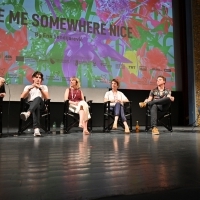 Actress Sara Luna Zorić, actor Lazar Dragojević, producer Iris Otten, director Ena Sendijarević, actor Ernad Prnjavorac and moderator Aleksandar Hemon, Competition Programme Press Conference: Take me Somewhere Nice, National Theatre, 25th Sarajevo Film Festival, 2019 (C) Obala Art Centar
