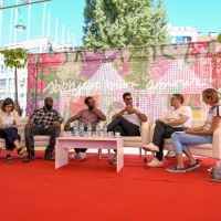 Coffee With... crew of Les Misérables, Festival Square, 25th Sarajevo Film Festival, 2019 (C) Obala Art Centar