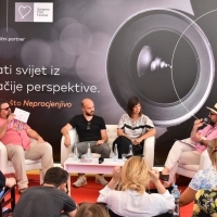 Directors Pjer Žalica and Irfan Avdić, producer Amra Bakšić Čamo and moderator Damir Šehanović, Mastercard Panel Talk - See the World through a Different Lens, Festival Square, 25th Sarajevo Film Festival, 2019 (C) Obala Art Centar